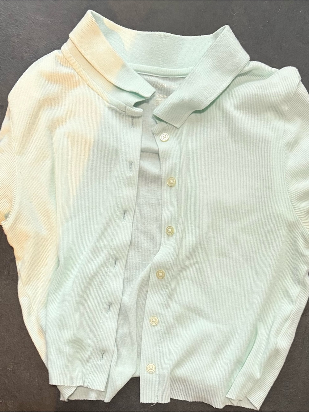 American Eagle Outfitters Pale Mint Ribbed Polo Cardigan